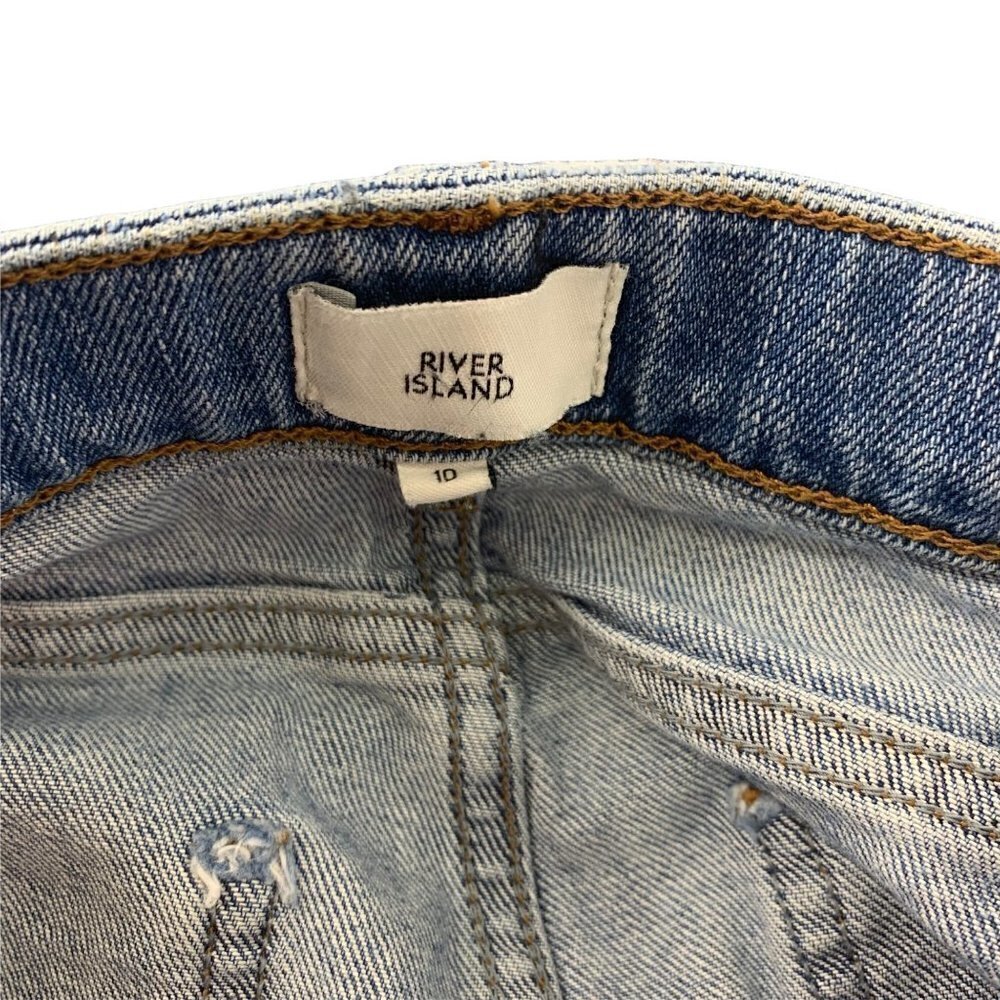 * River Island Bella Straight Leg Jeans UK 10 Frayed Hem Medium Wash - Picture 8 of 16